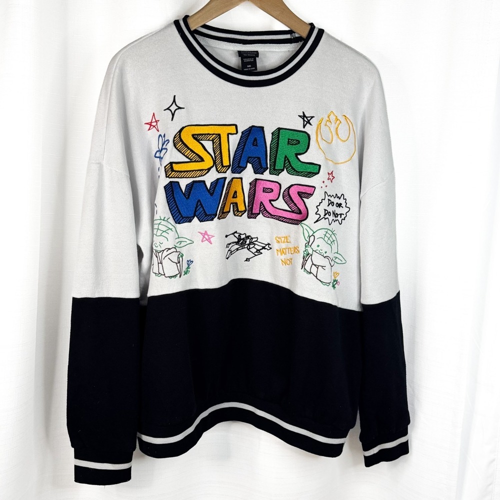Star Wars Our Universe Sweatshirt Adult M Yoda Size Matters Not Embroidered EUC
